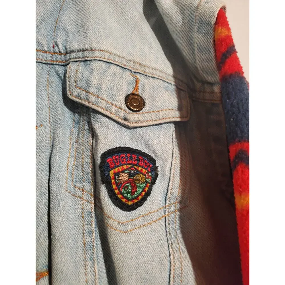 Vtg 90s Bugle Boy Denim Fleece Hooded Jacket Youth Little Boy Size XL Southwest